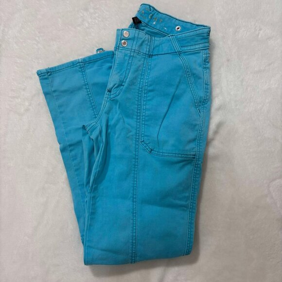 Darker Turquoise WHBM "The Straight" Crop Pant with Pockets & Clasps Size 00L - Picture 1 of 13